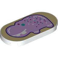 Tile Round 2 x 4 with Lavender Jell-O Hippo on Tan Background print (66857pr0051)
