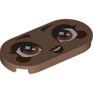 Tile Round 2 x 4 with Face, Brown Eyes, Reddish Brown Eyeshadow, Cheeks, Lips print (66857pr0054)