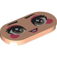 Tile Round 2 x 4 with Face, Grey Eyes, Coral Eyeshadow, Cheeks, Lips print (66857pr0055)