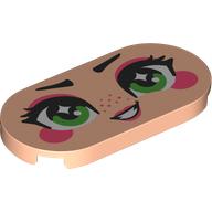 Tile Round 2 x 4 with Face, Bright Green Eyes, Coral Eyeshadow, Cheeks, Lips, Freckles print (66857pr0056)