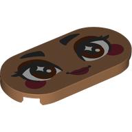 Tile Round 2 x 4 with Face, Reddish Brown Eyes, Dark Red Eyeshadow, Cheeks, Lips print (66857pr0057)