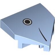 Slope Curved 2 x 2 with Stud Notches with Black stripe, Circle / Fish Head print (66956pr0002)