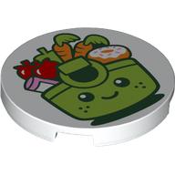 Tile Round 3 x 3 with Lime Shopping Bag with Face, Groceries print (67095pr0004)