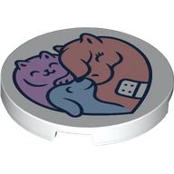 Tile Round 3 x 3 with Lavender Cat, Pink Horse, Blue Dog print (67095pr0008)