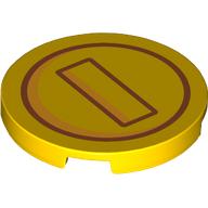 Tile Round 3 x 3 with Dark Red Circle, Rectangle print (Mario Coin) (67095pr0031)