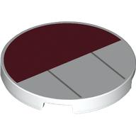Tile Round 3 x 3 with Dark Red Half, Dark Bluish Grey Lines print (67095pr0034)