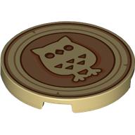 Tile Round 3 x 3 with Wooden Coin, Owl on Nougat Background print (67095pr0037)