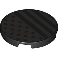 Tile Round 3 x 3 with Dark Bluish Grey Stripes and Stars print (67095pr0044)