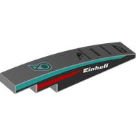 Slope Curved 1 x 6 with White 'EINHELL' On Black Background, Dark Turquoise/Red Stripes on Sides, Black Sponsors print (6801pr0003)
