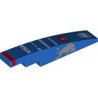 Slope Curved 1 x 6 with Silver Bull On Sides, Red Stripe, White Sponsors print (6801pr0005)