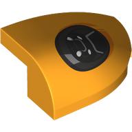 Slope Curved 3 x 2 Beveled with Stud Notch Right with Black Headlight print (6823pr0001)
