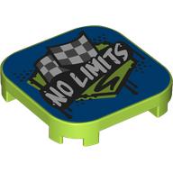 Tile Round Corners 4 x 4 x 2/3 with White 'NO LIMITS' on Black Field, Racing Flags print (68869pr0002)