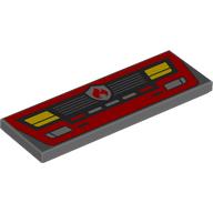 Tile 2 x 6 with Fire Truck Front Bumper, Headlights, Red Flame on Shield, Radiator print (69729pr0043)