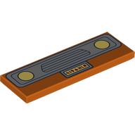 Tile 2 x 6 with Light Bluish Grey Car Grill, Bright Light Yellow Headlights, License Plate print (69729pr0048)