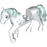 Animal, Horse with Raised Leg, Light Aqua Mane and Tail, Stars print (69830pr0001)