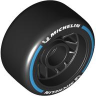 Wheel Rim 24 x 13.4 with Black Slick Tyre with White 'MICHELIN', Dark Azure Stripe print (7056pr0002)