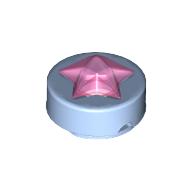 Tile Round 1 x 1 with Molded Trans-Bright Pink Star (72046pat0001)