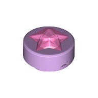 Tile Round 1 x 1 with Molded Trans-Bright Pink Star (72046pat0001)