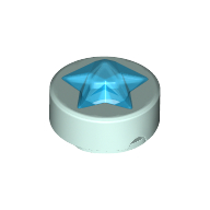Tile Round 1 x 1 with Molded Trans-Dark Blue Star (72046pat0002)