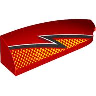 Slope Curved 1 x 4 with Stud Notch Right with Black/White Lightning, Bright Light Orange Dots print (7205pr0001)