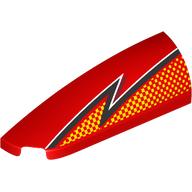 Slope Curved 1 x 4 with Stud Notch Left with Black/White Lightning, Bright Light Orange Dots print (7206pr0001)