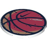 Tile Round 6 x 6 Coral/Bright Pink Basketball, Dark Blue Outline, Nike Logo print (7212pr0002)