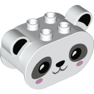 Duplo Brick 2 x 4 x 2 Rounded Ends with Ears and Panda Face Print (72133pr0001)