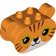 Duplo Brick 2 x 4 x 2 Rounded Ends with Ears and Tiger Face Print (72133pr0002)