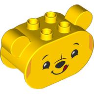 Duplo Brick 2 x 4 x 2 Rounded Ends with Ears and Pooh Print (72133pr0003)