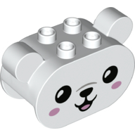Duplo Brick 2 x 4 x 2 Rounded Ends with Ears and Bear Face, Black Eyes, Nose, Mouth, Bright Pink Cheeks Print (72133pr0005)