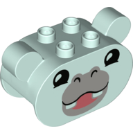 Duplo Brick 2 x 4 x 2 Rounded Ends with Ears and Hippo Face Print (72133pr0007)
