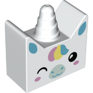 Duplo Brick 2 x 4 x 3 1/2 with Horn, Unicorn Face Print (72135pr0001)