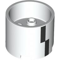 Brick Round 3 x 3 x 2 Recessed Center with 2 x 2 Studs and Axle Hole and Black Rectangles print (73111pr0001)