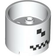 Brick Round 3 x 3 x 2 Recessed Center with 2 x 2 Studs and Axle Hole and Black Squares print (73111pr0002)