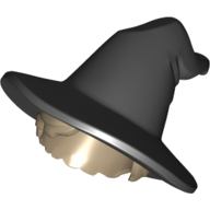 Hair and Hat, Floppy Witch Hat, Short Hair, Dark Tan Pattern (73213pat0001)