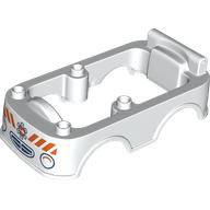 Duplo Car Body, Camper 6 x 10 x 2 with Dark Blue Grill, Orange Warning Stripes, Star of Life print (73564pr0005)
