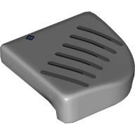 Brick Curved 4 x 4 with Rounded Corner with 'B', Dark Bluish Grey Vents print (7435pr0001)