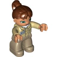 Duplo Figure with Ponytail Reddish Brown, Zoo Shirt (75113c01pr0004)