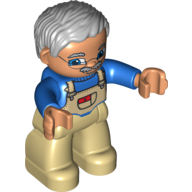 Duplo Figure with Parted Wavy Hair Gray, with Glasses (Grandfather) (75115pr0001)
