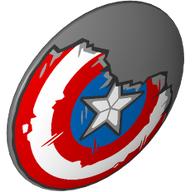 Shield Round Bowed, Red, White, and Blue Circles with Star, Broken Print (Captain America) (75902pr0023)