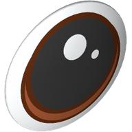Shield Round Bowed [Plain] with Eyes, Black Pupil with White Dots, Reddish Brown/Dark Orange Iris print (75902pr0025)