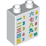 Duplo Brick 1 x 2 x 2 with Bottom Tube and Chinese Characters and 1 to 10 Number Chart Print (76371pr0184)