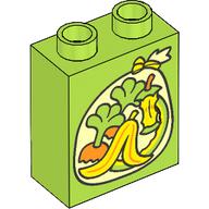 Duplo Brick 1 x 2 x 2 with Trash Bag, Banana Peel, Apple Core, Carrot Tops print (76371pr0222)