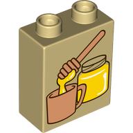 Duplo Brick 1 x 2 x 2 with Bottom Tube, Honey Jar, Dripper, and Mug Print (76371pr0229)