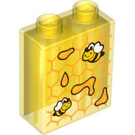 Duplo Brick 1 x 2 x 2 with Bottom Tube, Bees and Honeycomb Print (76371pr0230)