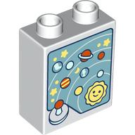 Duplo Brick 1 x 2 x 2 with Bottom Tube, Solar System and Stars Print (76371pr0236)