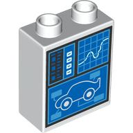 Duplo Brick 1 x 2 x 2 with Computer Screen, Graph, Car Model print (76371pr0240)