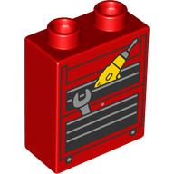 Duplo Brick 1 x 2 x 2 with Tool Chest, Drill, Wrench print (76371pr0241)