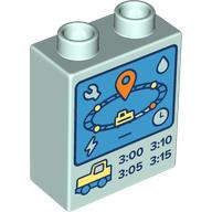Duplo Brick 1 x 2 x 2 with Control Screen, Train Track, Times print (76371pr0253)