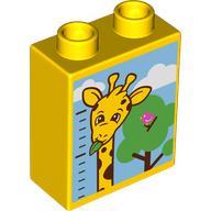 Duplo Brick 1 x 2 x 2 with Measuring Tape, Top Half Giraffe, Tree print (76371pr0264)